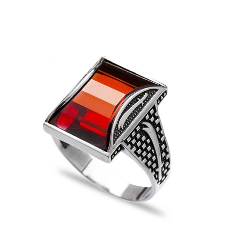 Garnet Authentic Men Ring Wholesale Handmade 925 Sterling Silver